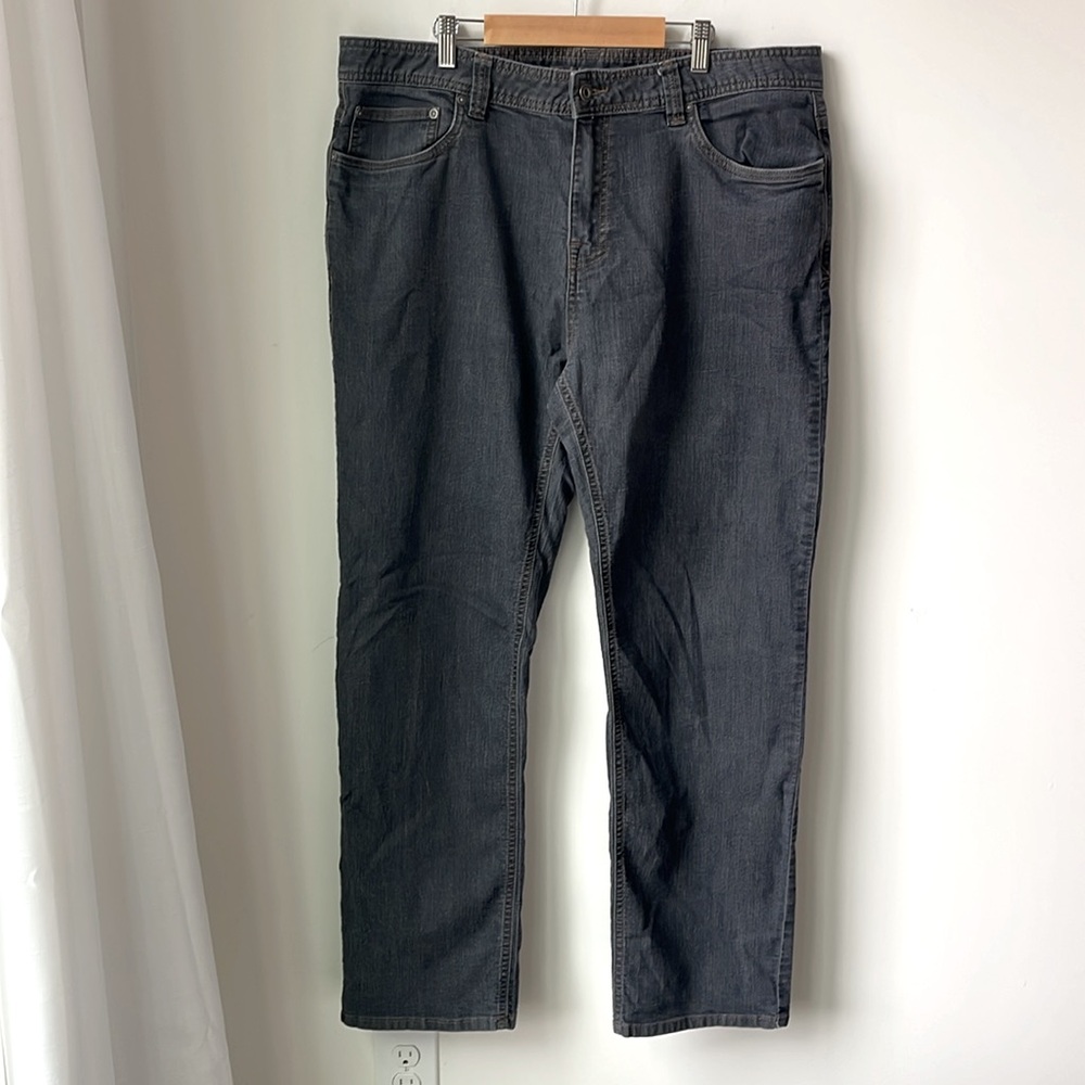 Prana Bridger Jeans Grey Denim Slim Fit Straight Leg Performance Stretch Size 38